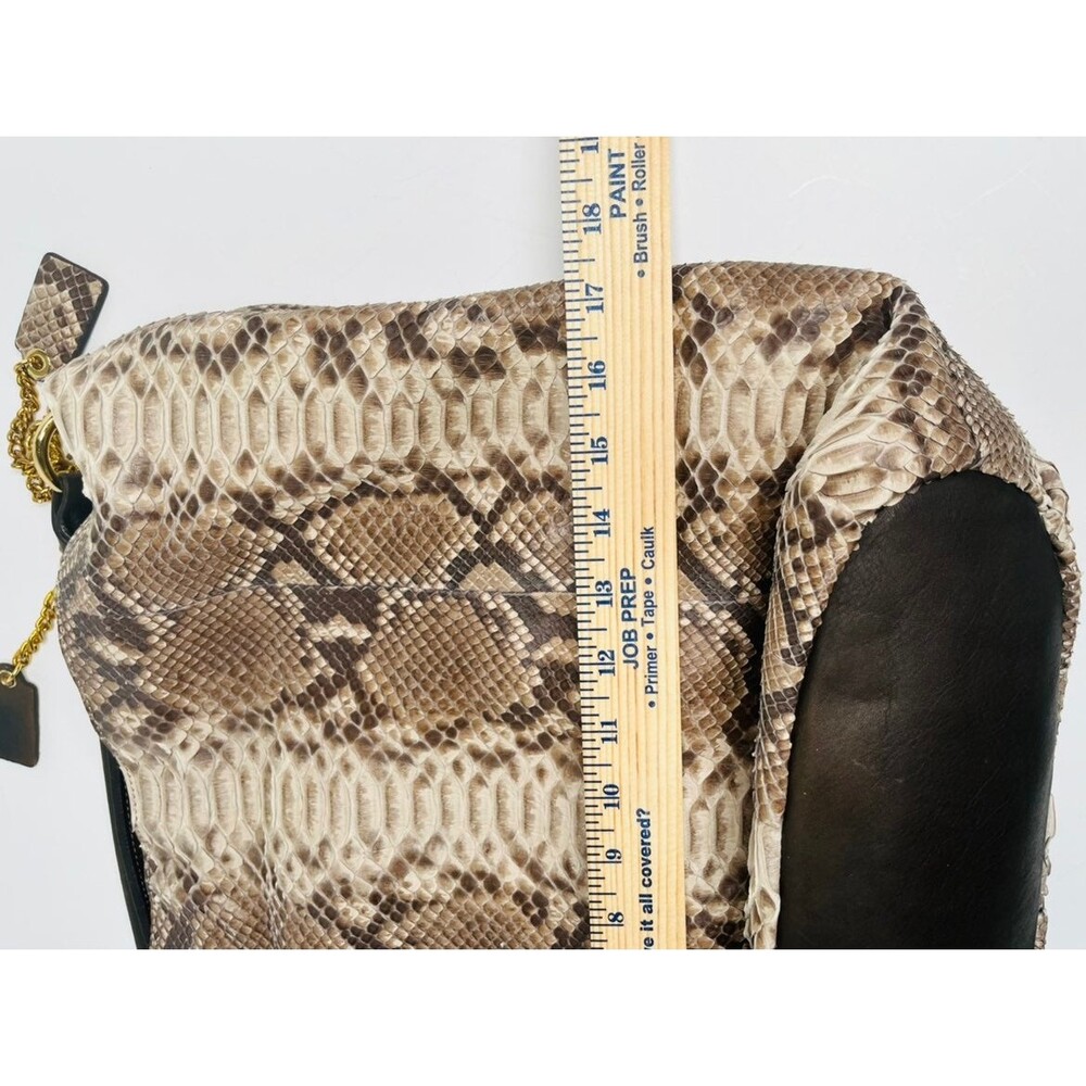 Gianni Notaro Python Oversized  Shoulder Bag Beige Handbag Brown Leather Snake - Picture 7 of 8